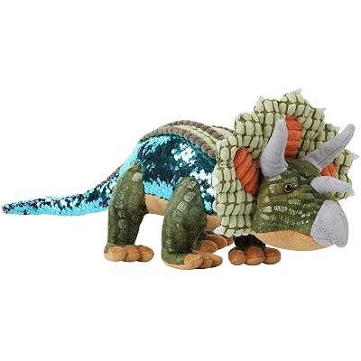 Sequin triceratops plush